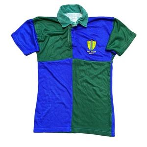 Halbro TISA Titans Rugby Vintage Shirt Mens XS 34 Colorblock Pattern Blue Green